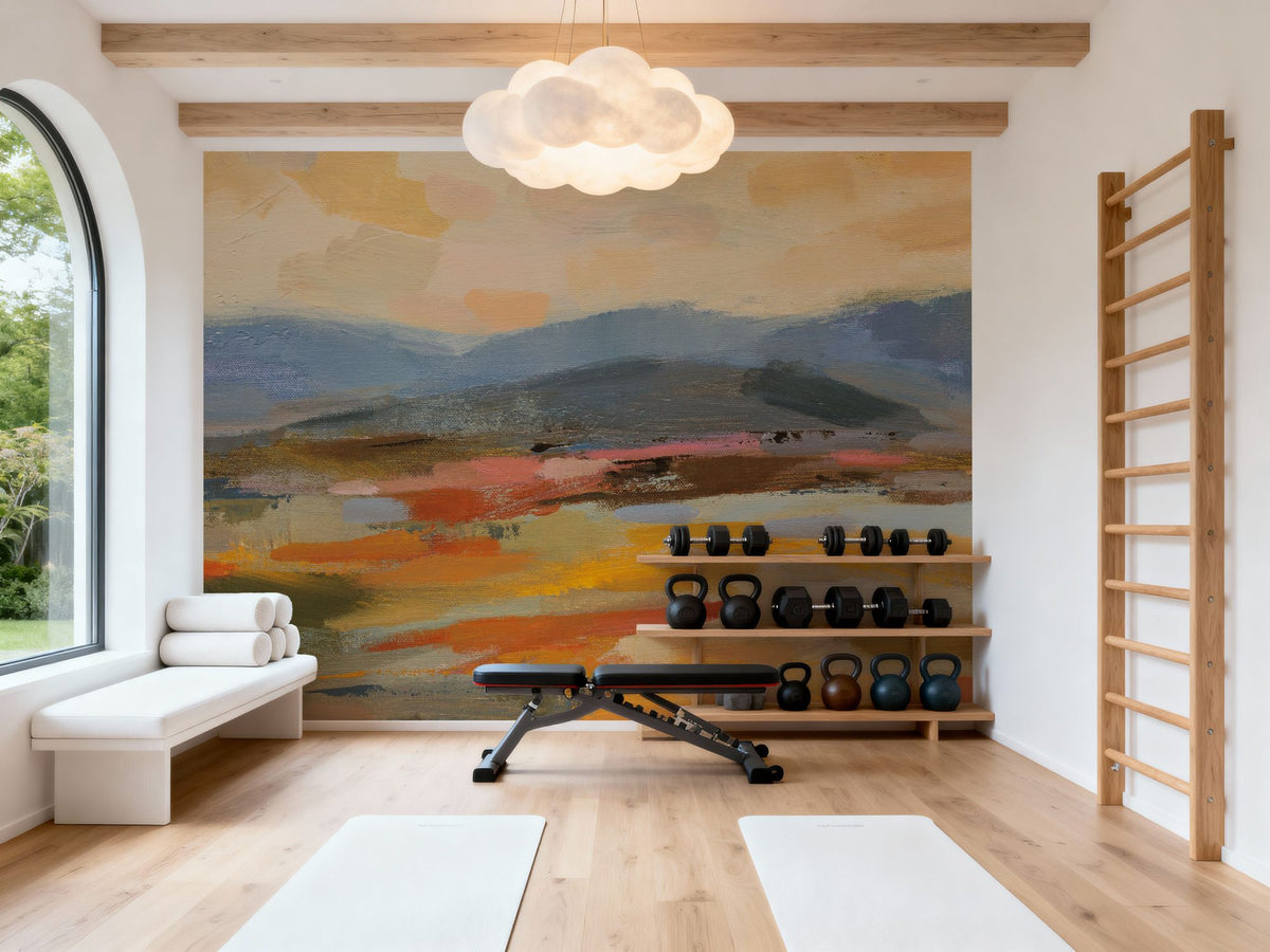 Distant Mountain I Mural Wallpaper - Red Tone - room preview 02