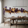 Phoenix Skyline Purple & Gold Mural Wallpaper - room preview 02