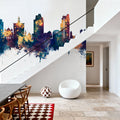 San Jose California Skyline Blue & Bronze Mural Wallpaper - room preview 02