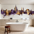 Weisbaden Germany Skyline Purple & Gold Mural Wallpaper - room preview 02