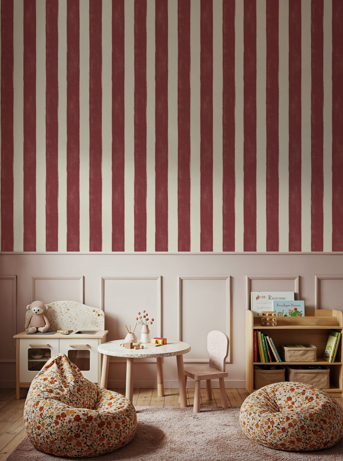 Sino Vertical Lines, Red Mural Wallpaper - room preview 02