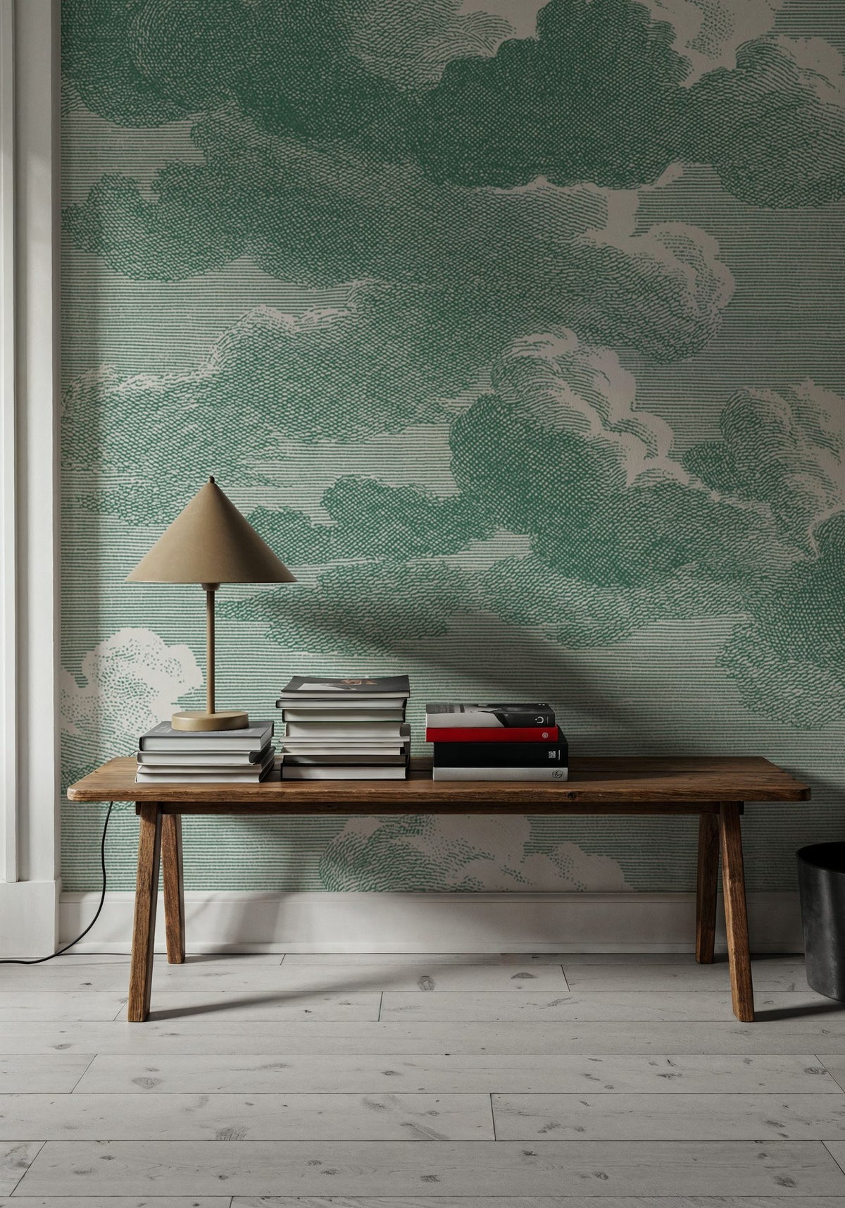 Intaglio Clouds, Jade Mural Wallpaper - room preview 02
