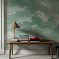 Intaglio Clouds, Jade Mural Wallpaper - room preview 02
