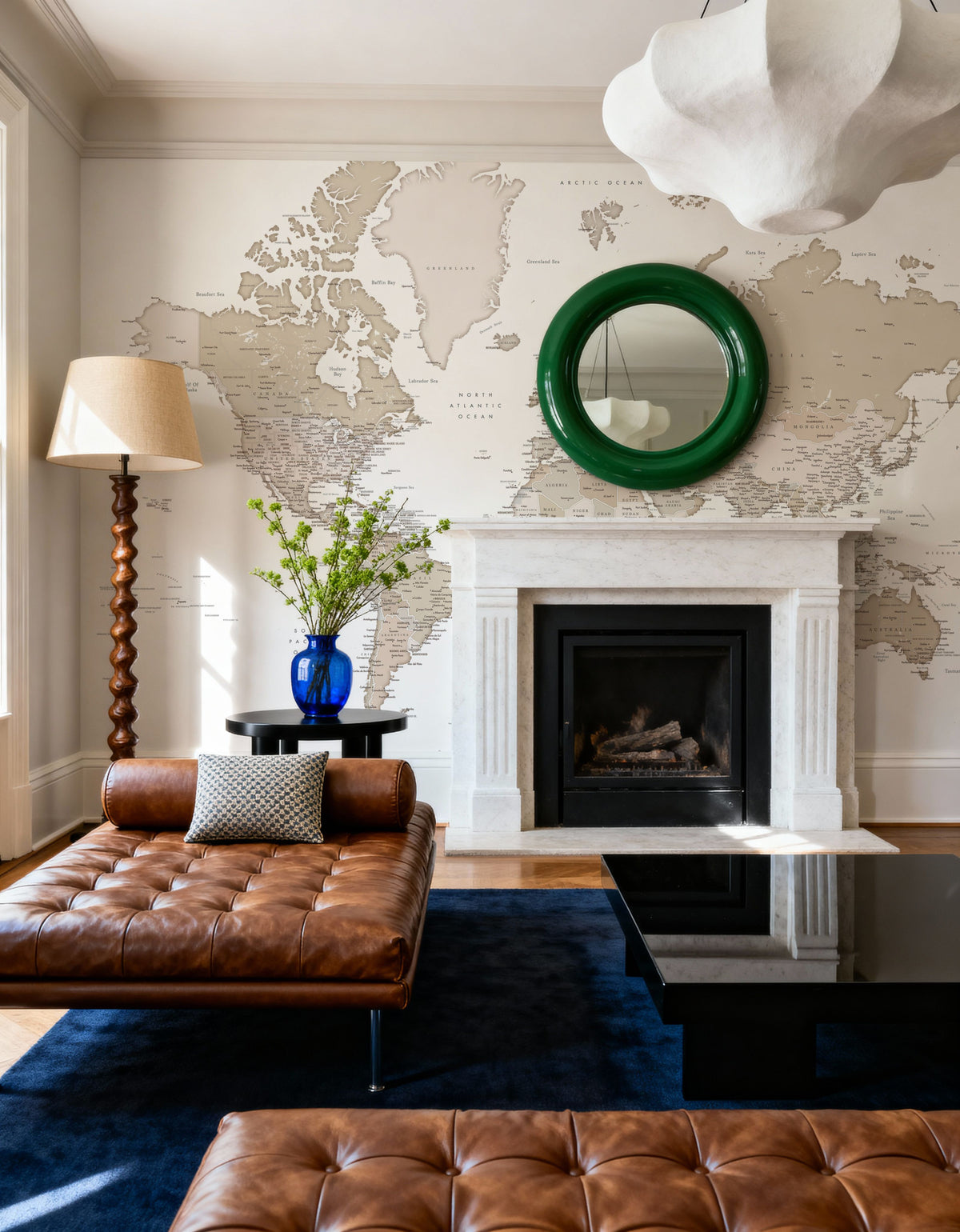 World Map Cities - Louie Mural Wallpaper - room preview 02