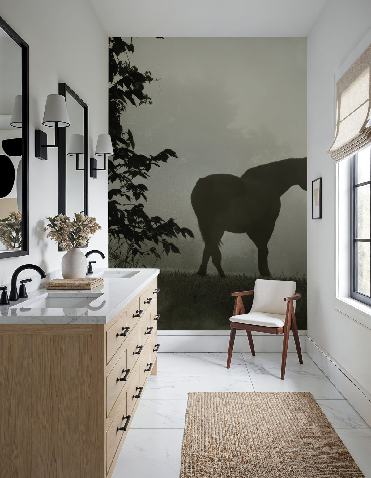 Morning Meadow Horses II Mural Wallpaper - room preview 02