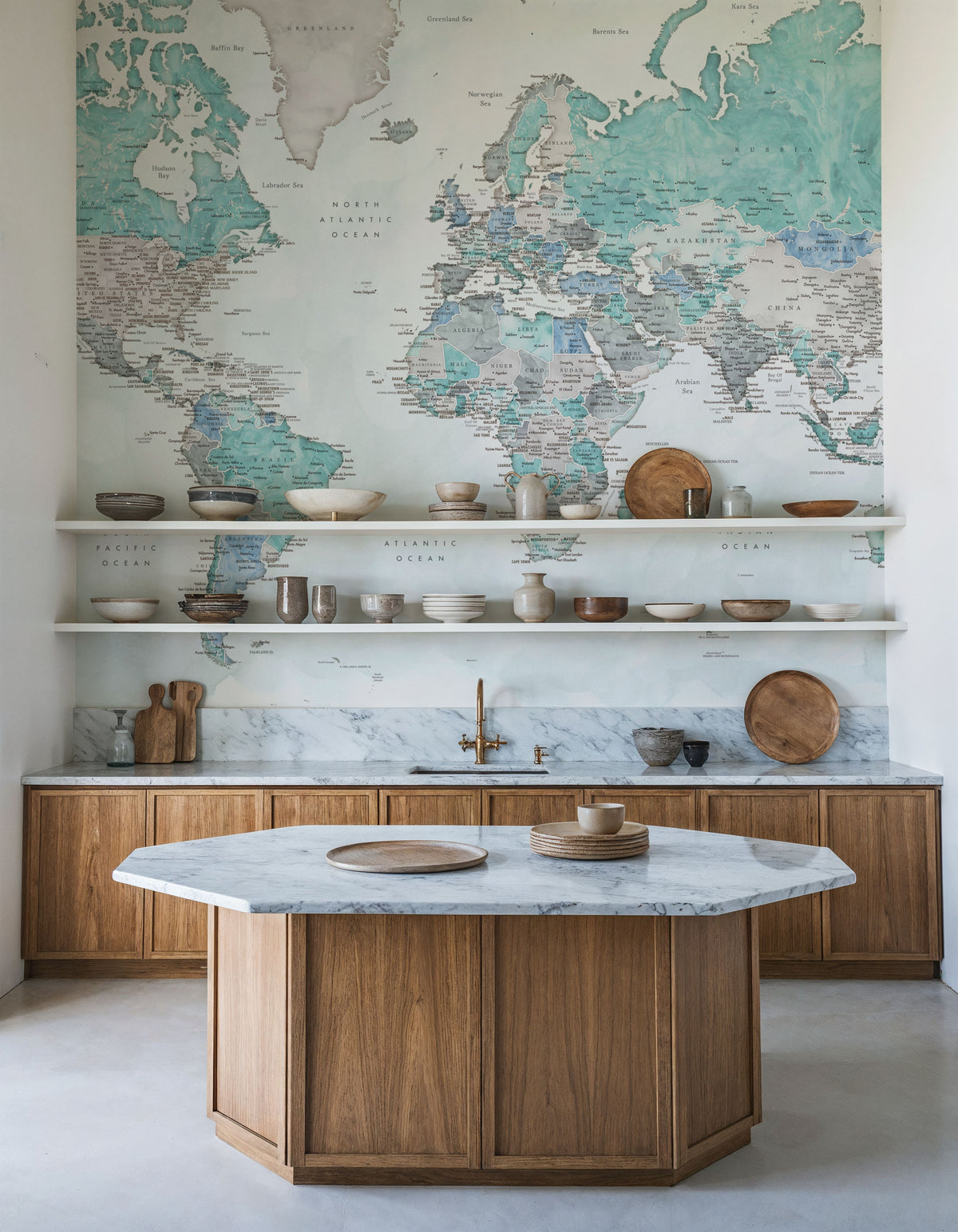 World Map Cities - Ruben Mural Wallpaper - room preview 02