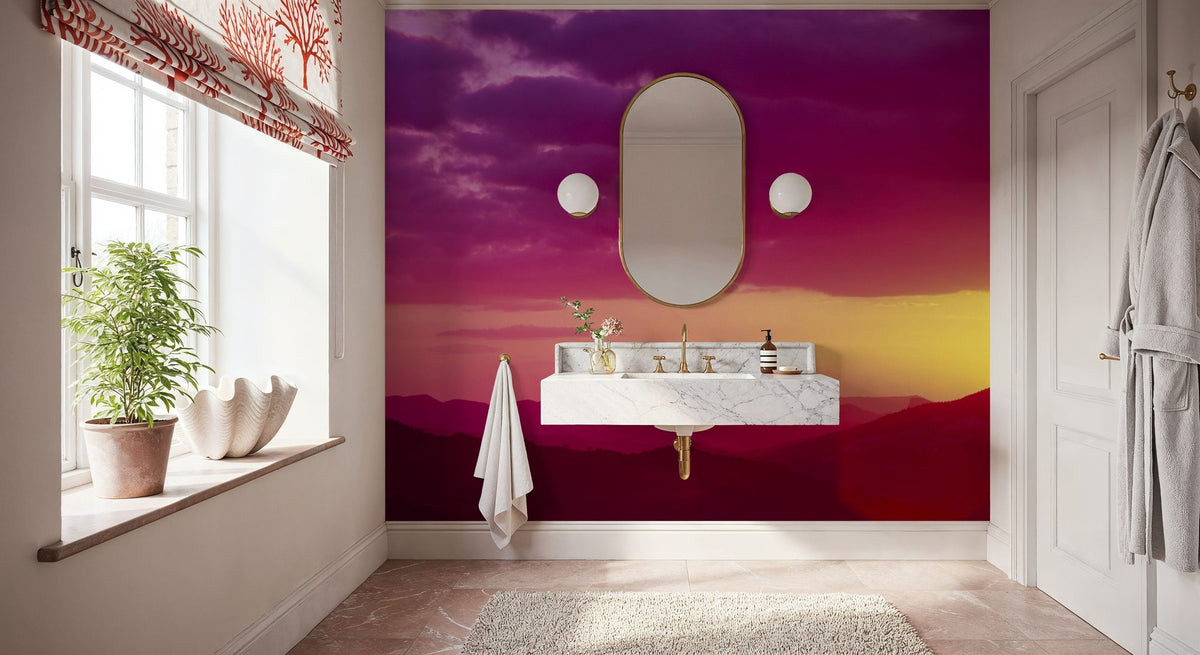 Magenta Twilight Peaks Mural Wallpaper - room preview 02