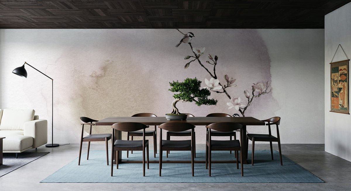 Magnolia & Birds Mural Wallpaper - room preview 02