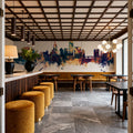 Providence Rhode Island Skyline Blue & Bronze Mural Wallpaper - room preview 02