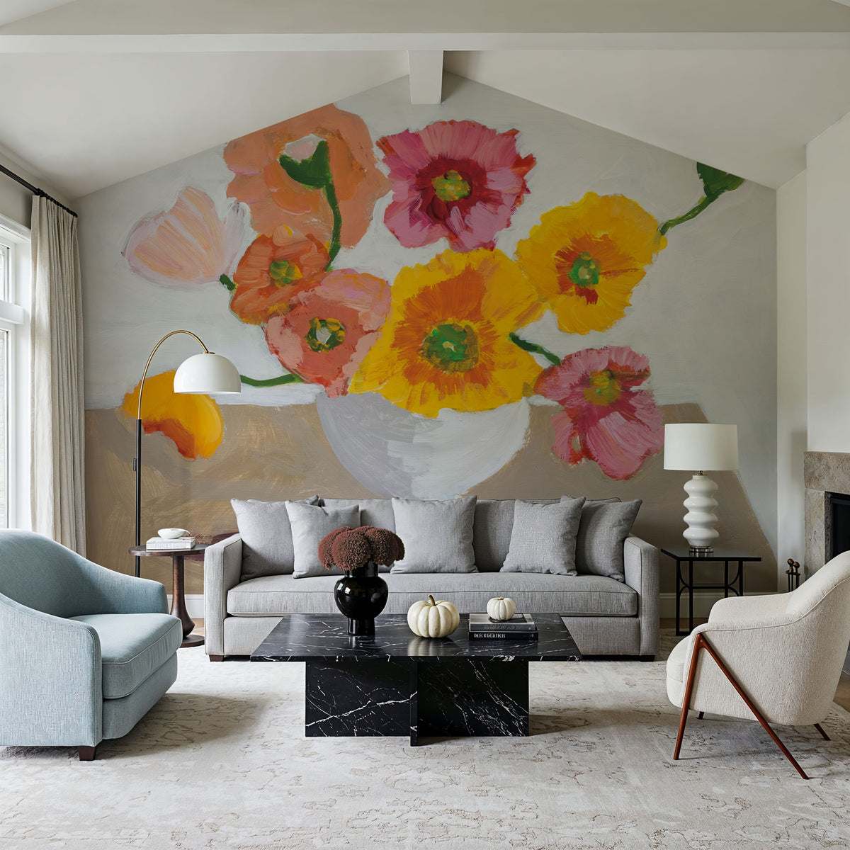 Sorbet Flowers Mural Wallpaper - room preview 02