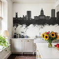 Topeka Wyoming Skyline Black & White Mural Wallpaper - room preview 02