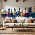 Izmir Turkey Skyline Blue & Bronze Mural Wallpaper - room preview 02
