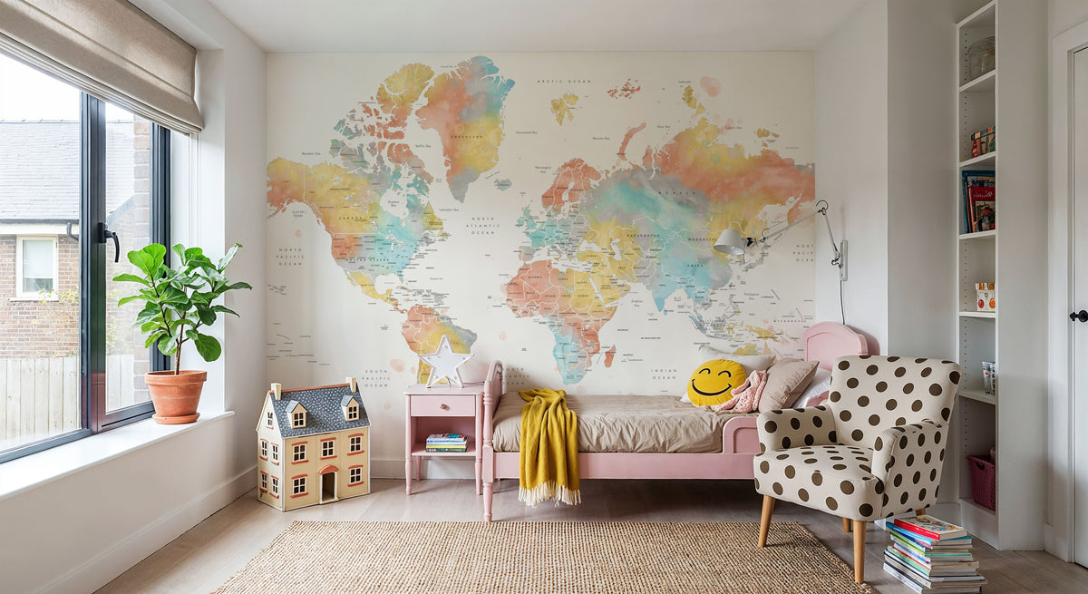 World Map - Fifi Mural Wallpaper - room preview 02