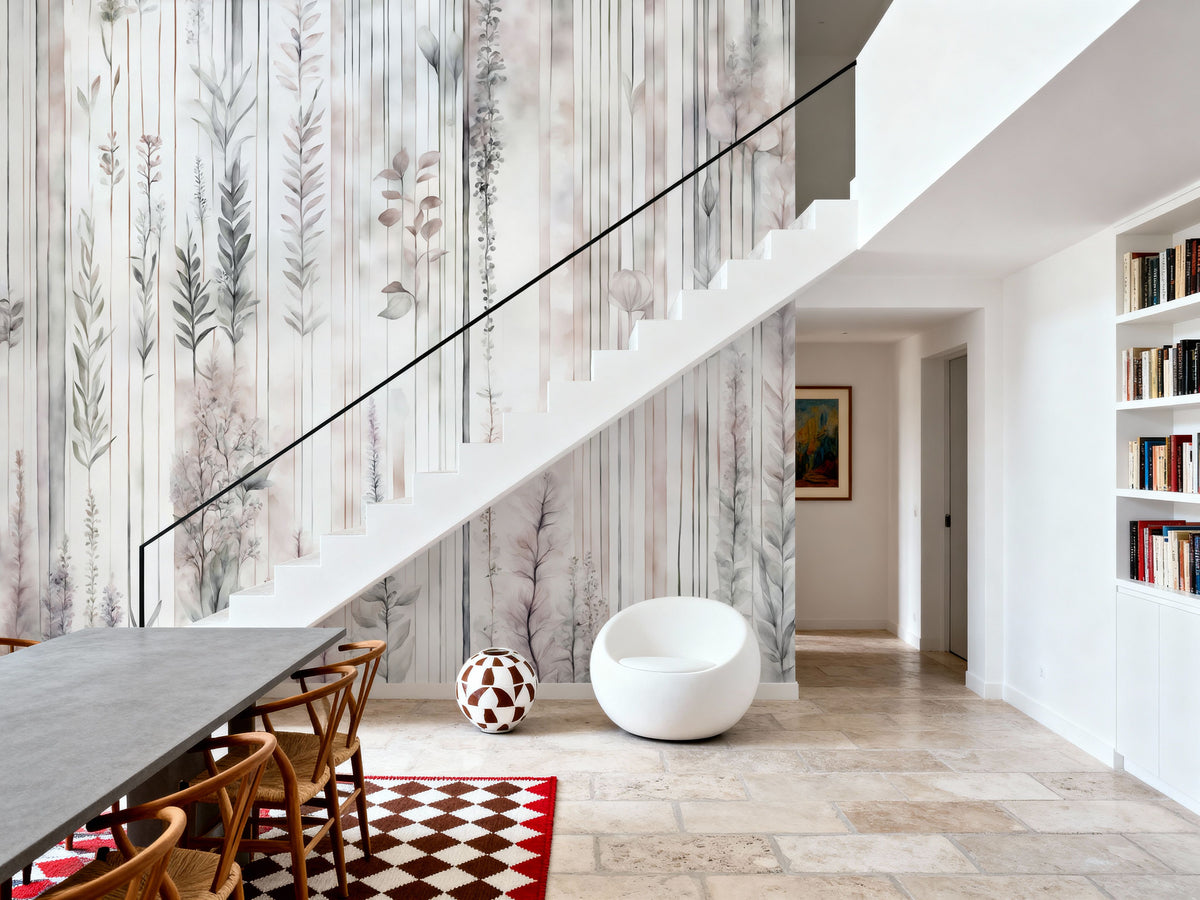 Botanical Wall Brown Mural Wallpaper - room preview 02