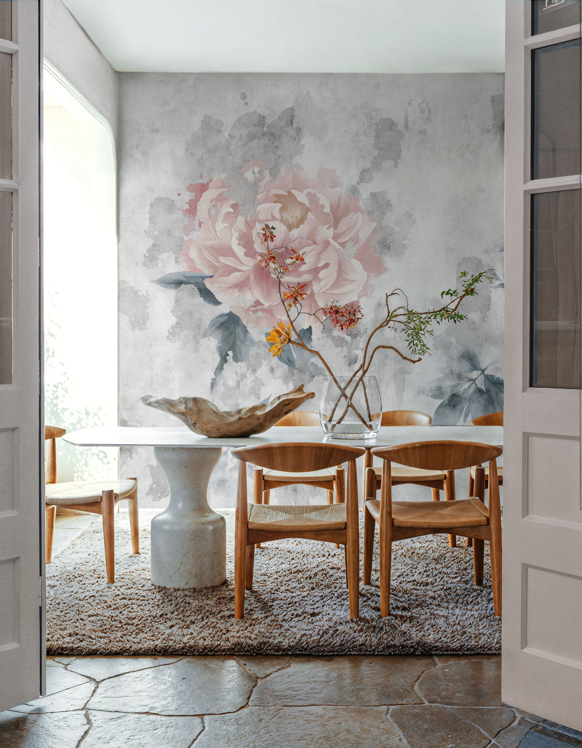 Blurry Peonies Mural Wallpaper - room preview 02