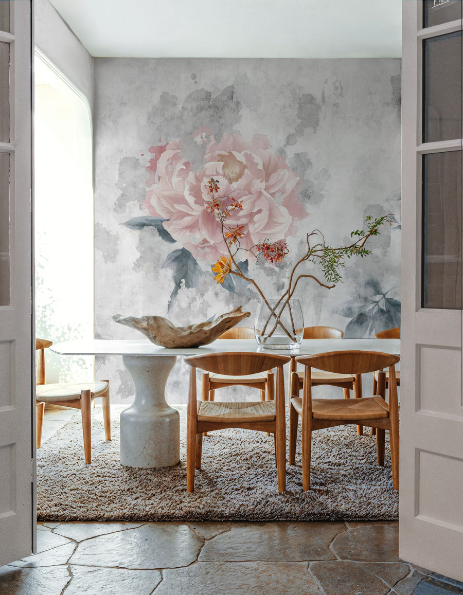 Watercolor Floral Wallpaper Mural – Flower Wallpaper – Blurry Peonies