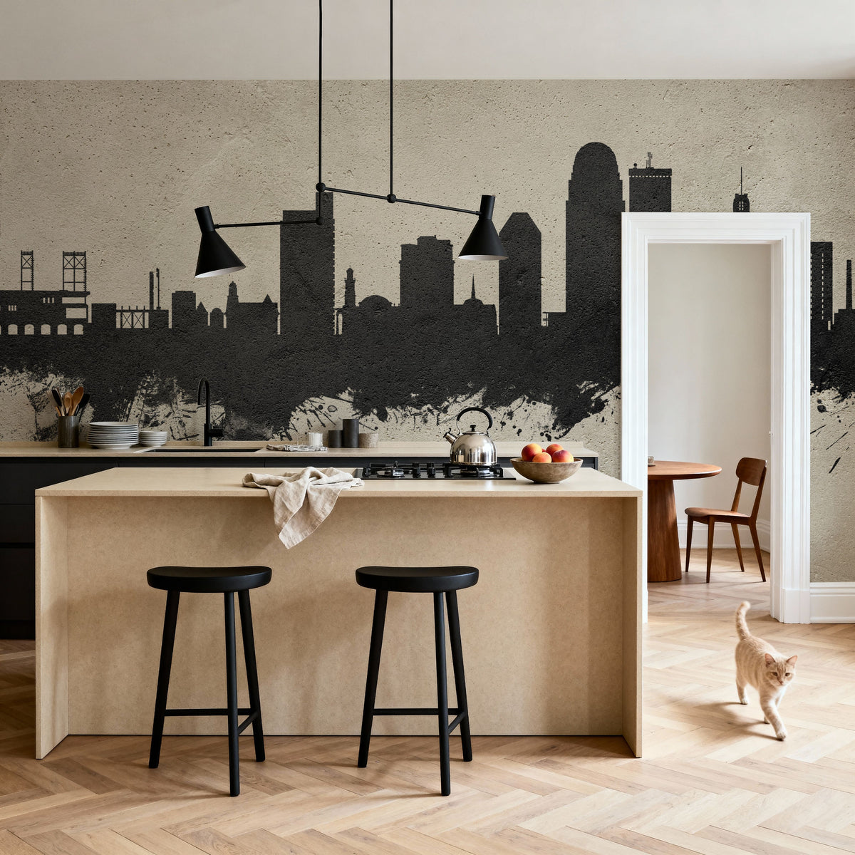 Winston-Salem North Carolina Skyline Concrete Mural Wallpaper - room preview 02