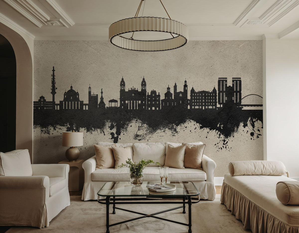 Pamplona Spain Skyline Concrete Mural Wallpaper - room preview 02
