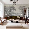 Riverbank Oak Landscape, Argent Mural Wallpaper - room preview 02