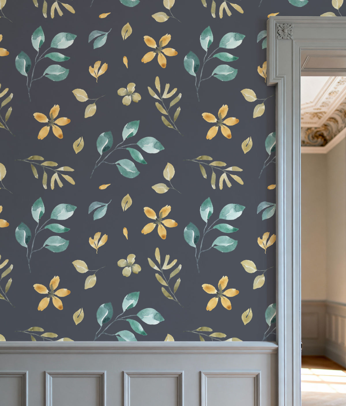 Watercolor Blossoms Mural Wallpaper - room preview 02