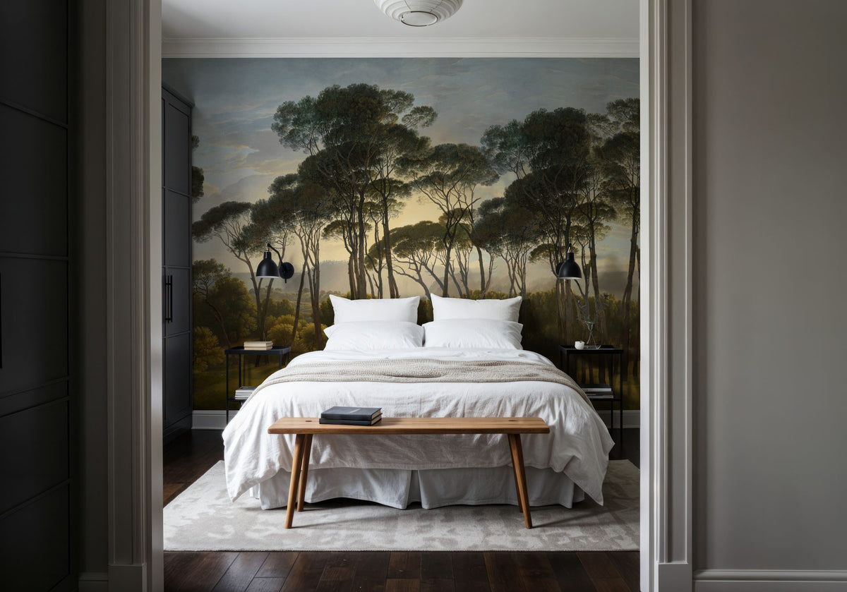 Mediterranean Pine Landscape, Original Mural Wallpaper - room preview 02