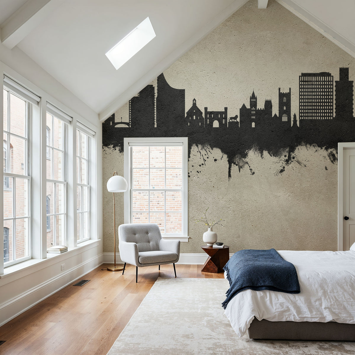 Reading England Skyline Concrete Mural Wallpaper - room preview 02