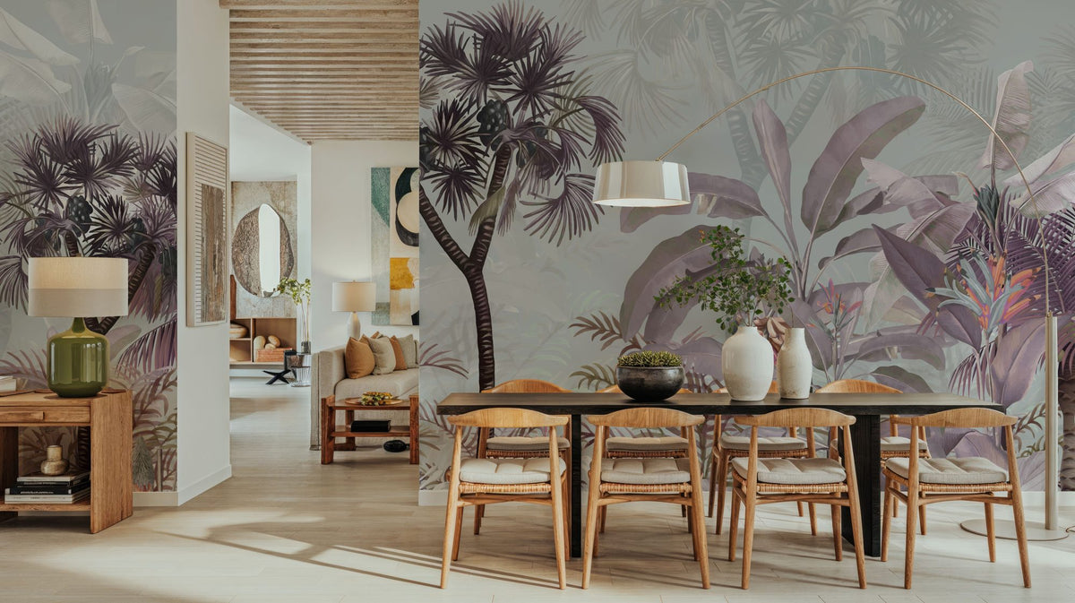 Tropical Forest Strolls Blue Mural Wallpaper - room preview 02
