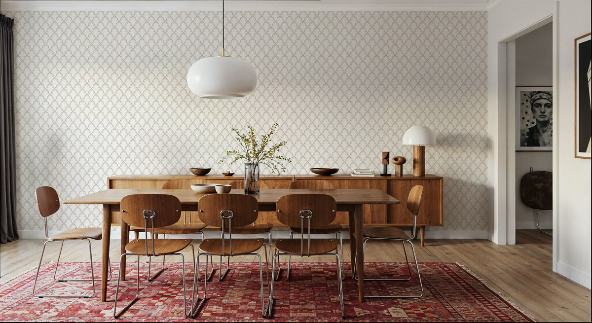 Medallion Trellis, Beige Mural Wallpaper - room preview 02