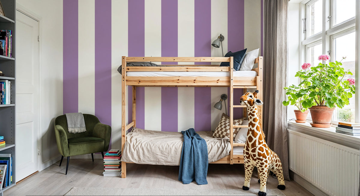 Circus Stripes, Purple Mural Wallpaper - room preview 02
