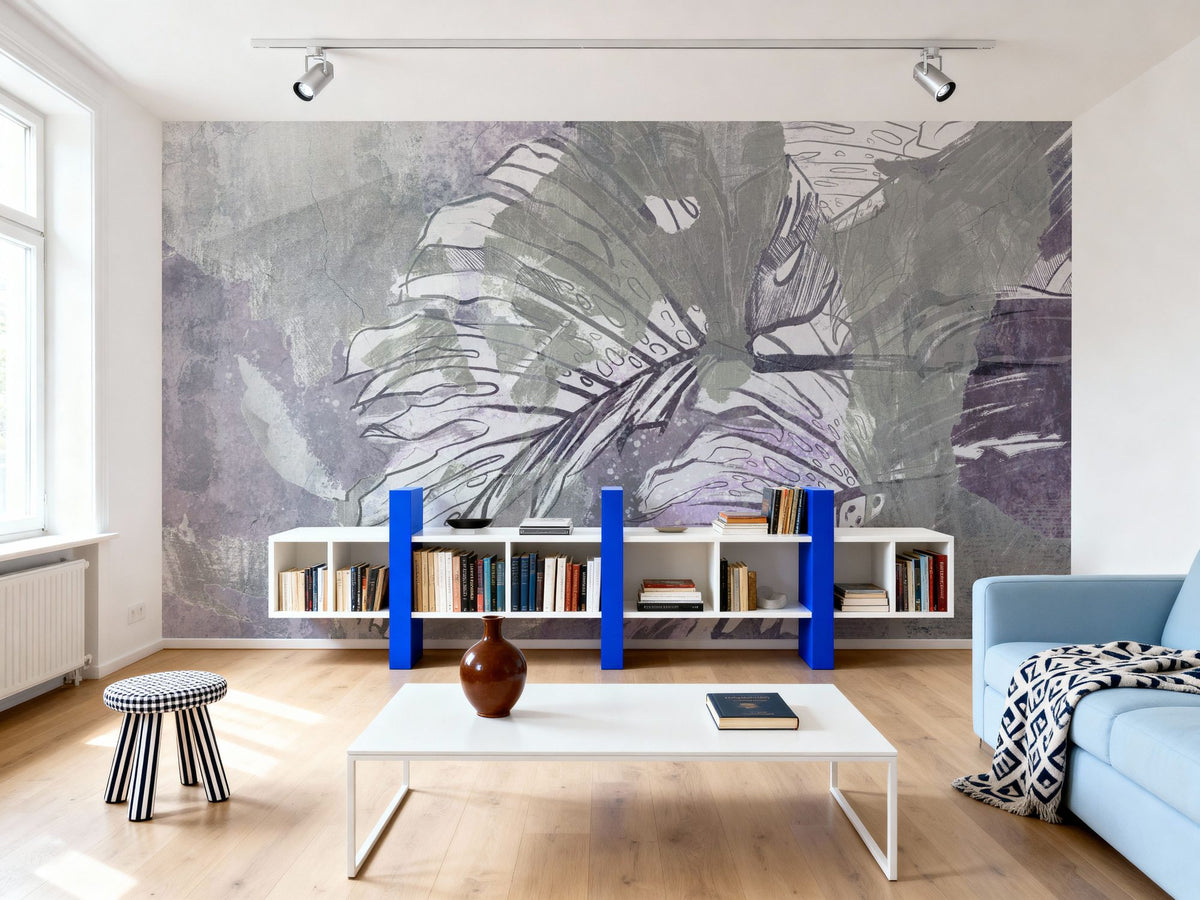High Grunge Leaves Mural Wallpaper - Edition 4 - room preview 02