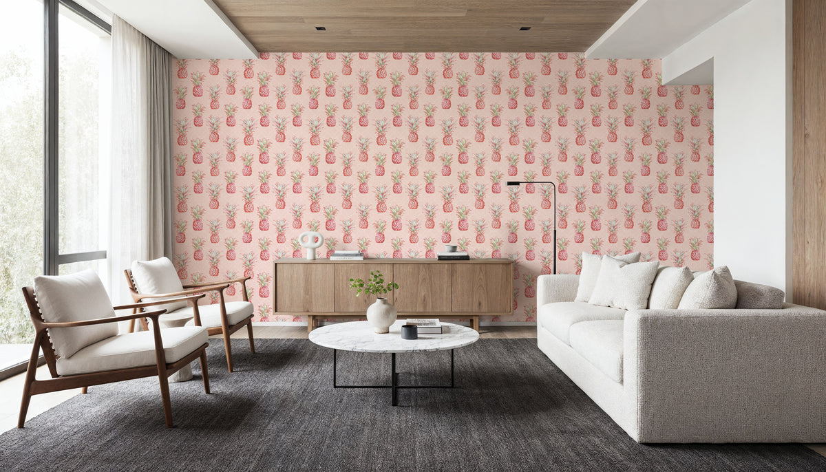 Pineapple Goals Pink Mural Wallpaper - room preview 02