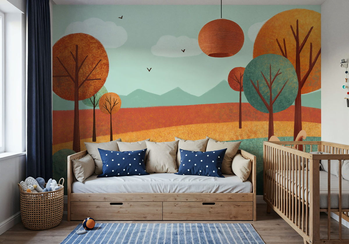 Rabbit & Hedgehog Peek a Boo Mural Wallpaper - room preview 02