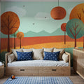 Rabbit & Hedgehog Peek a Boo Mural Wallpaper - room preview 02