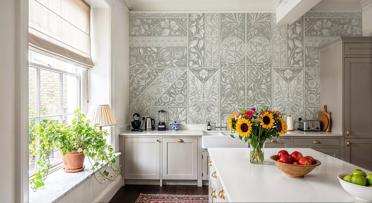 Flower Collection, Sage Mural Wallpaper - room preview 02
