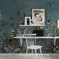 Meadow Finds Dusty Blue Mural Wallpaper - room preview 02