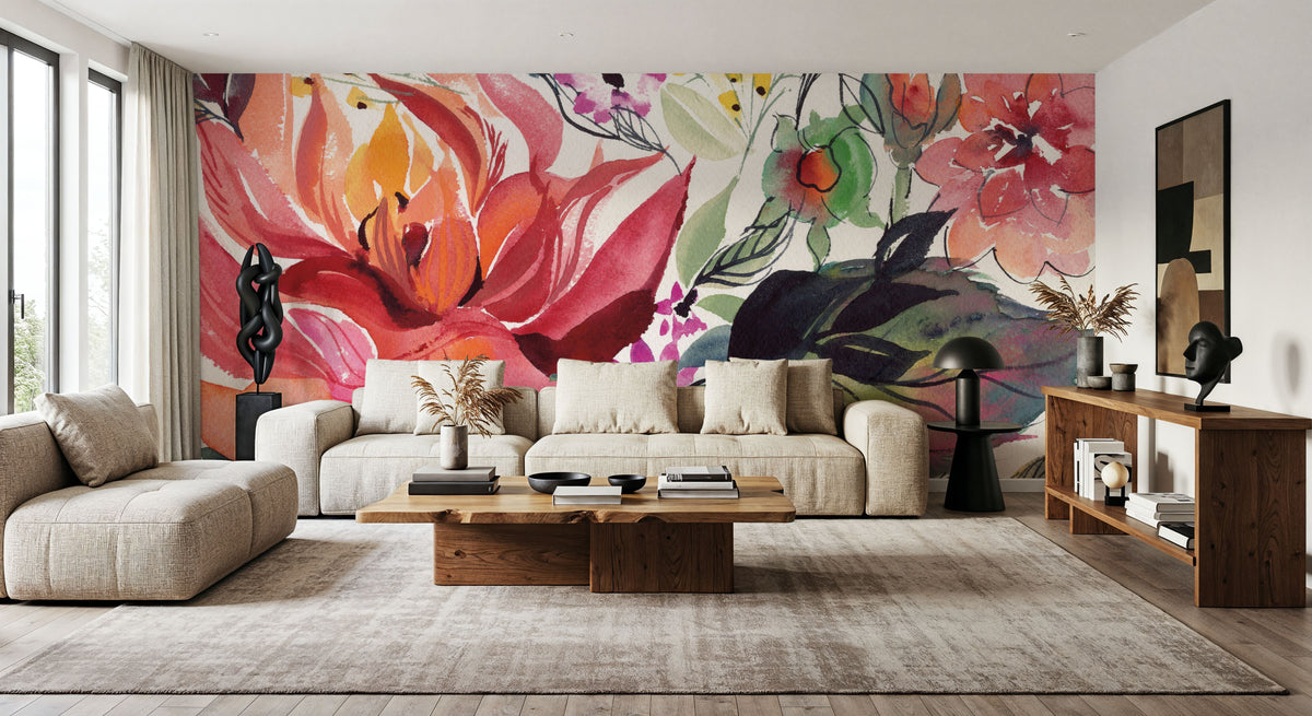Flame Floral Mural Wallpaper - room preview 02