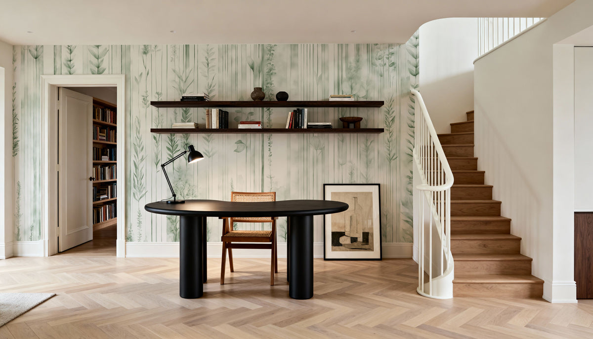 Botanical Wall Green Mural Wallpaper - room preview 02
