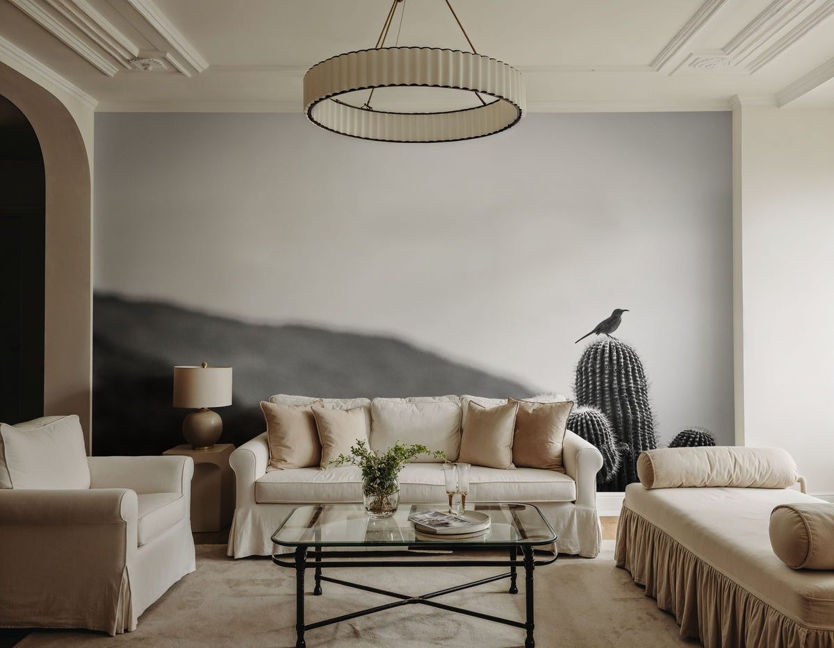 Bird on Cactus on Guard Mural Wallpaper - room preview 02