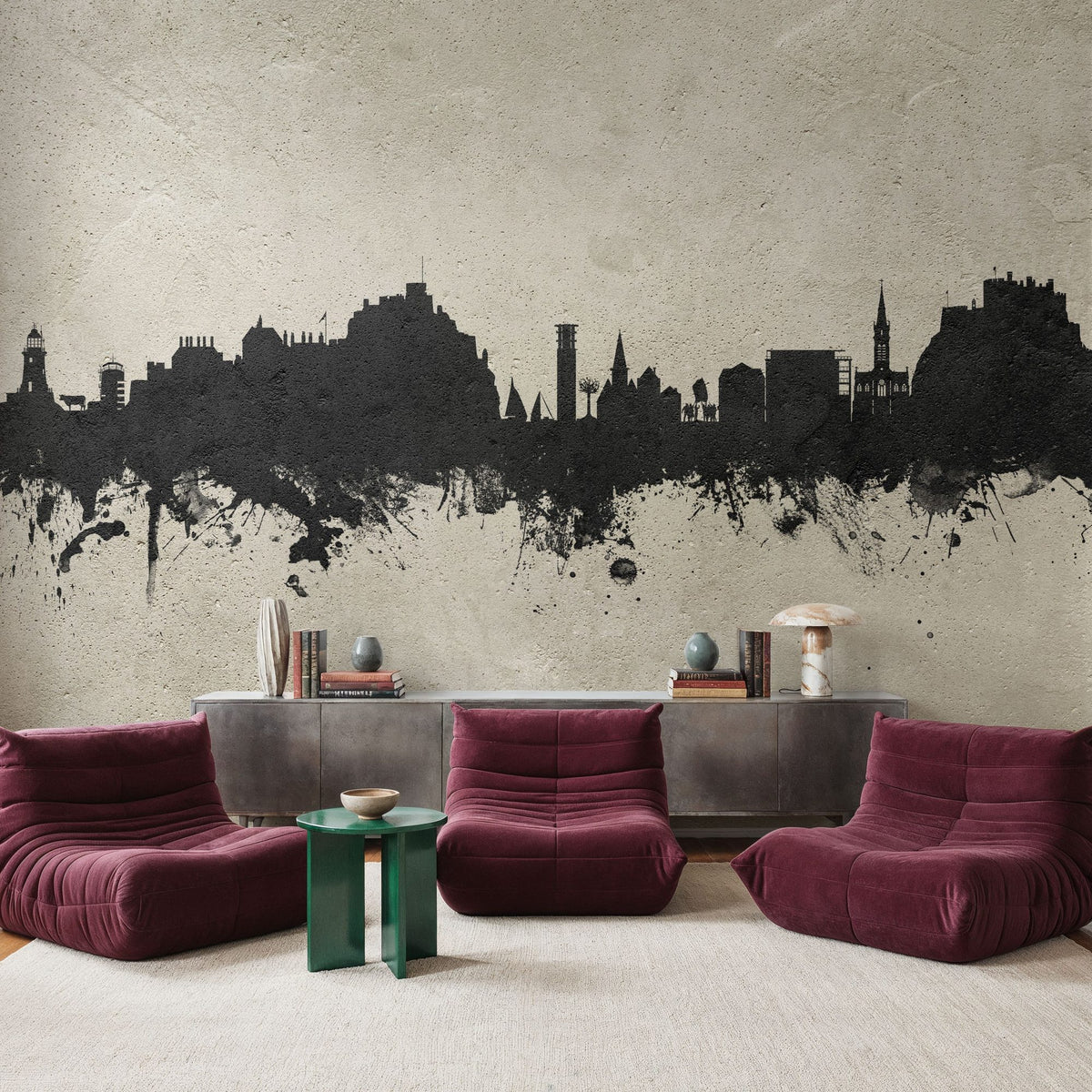 Jersey Channel Islands Skyline Concrete Mural Wallpaper - room preview 02