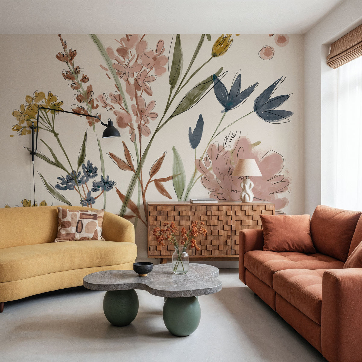 Full Bloom III Honeybloom Mural Wallpaper - room preview 02