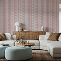 Wavy Stripes, Pink Mural Wallpaper - room preview 02