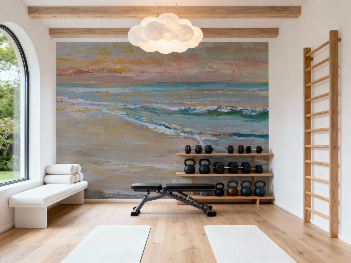 Peach Beach Mural Wallpaper - Neutral Tone - room preview 02