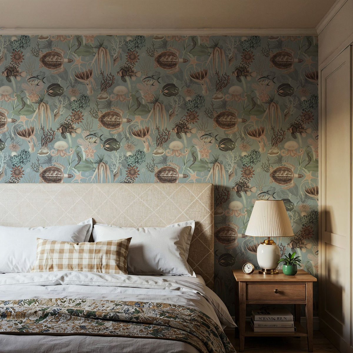 Deep Sea, Light Blue Mural Wallpaper - room preview 02