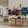 Málaga Spain Skyline Blue & Bronze Mural Wallpaper - room preview 02