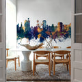 Madison Wisconsin Skyline Blue & Bronze Mural Wallpaper - room preview 02