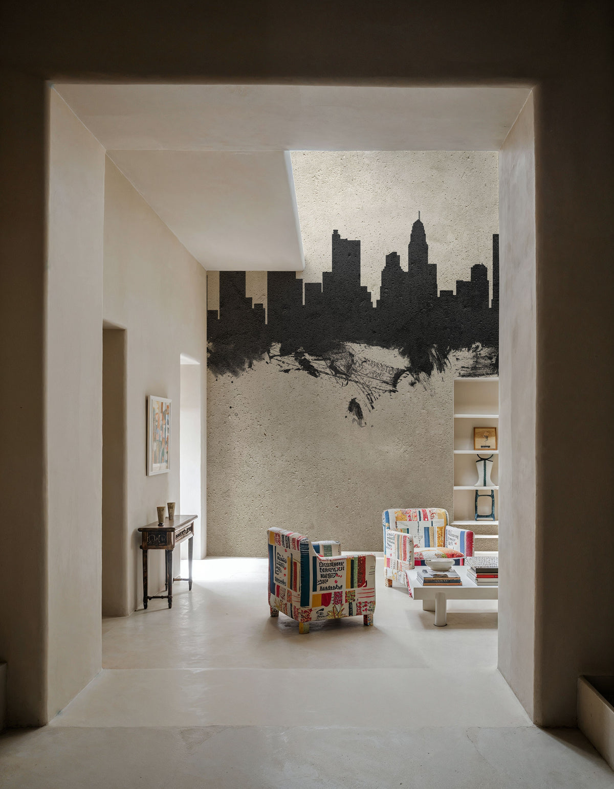 Columbus Ohio Skyline Concrete Mural Wallpaper - room preview 02