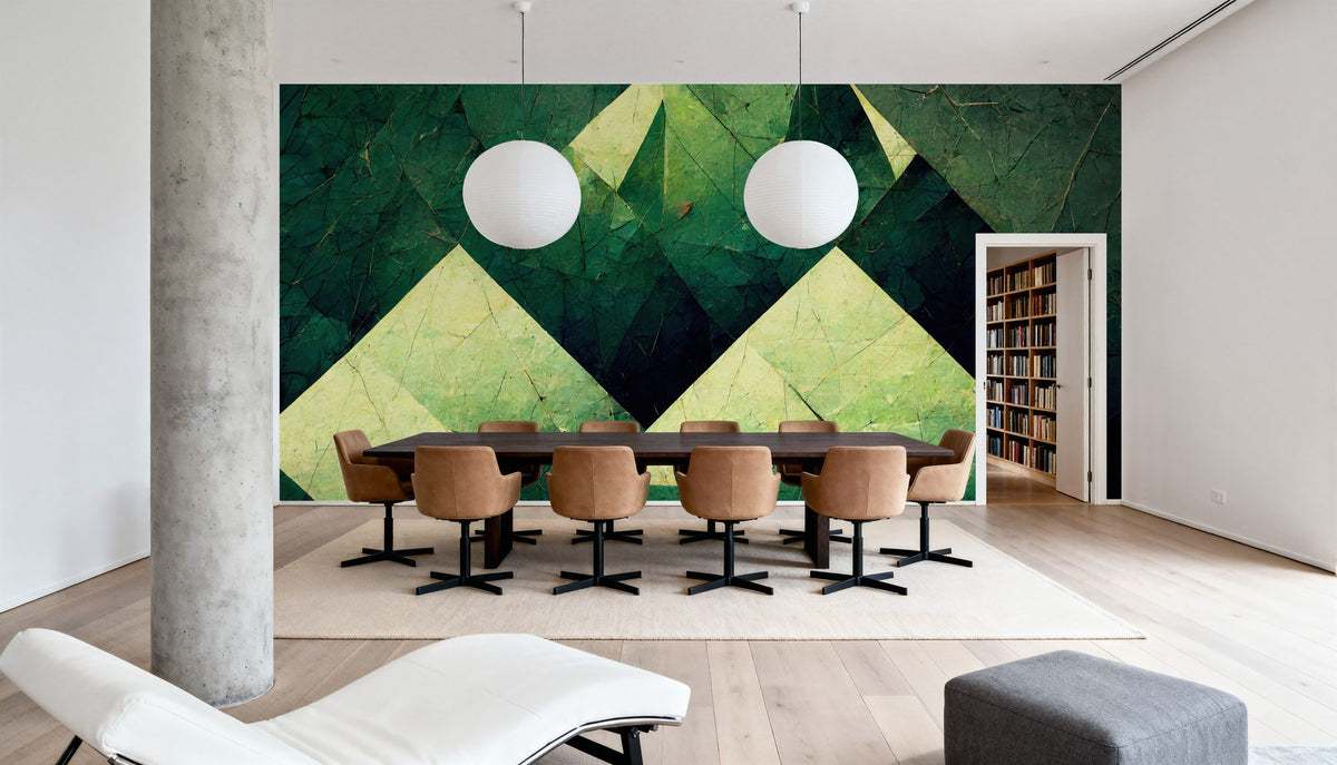 Reduced Mountains Green Mural Wallpaper - room preview 02