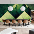 Reduced Mountains Green Mural Wallpaper - room preview 02