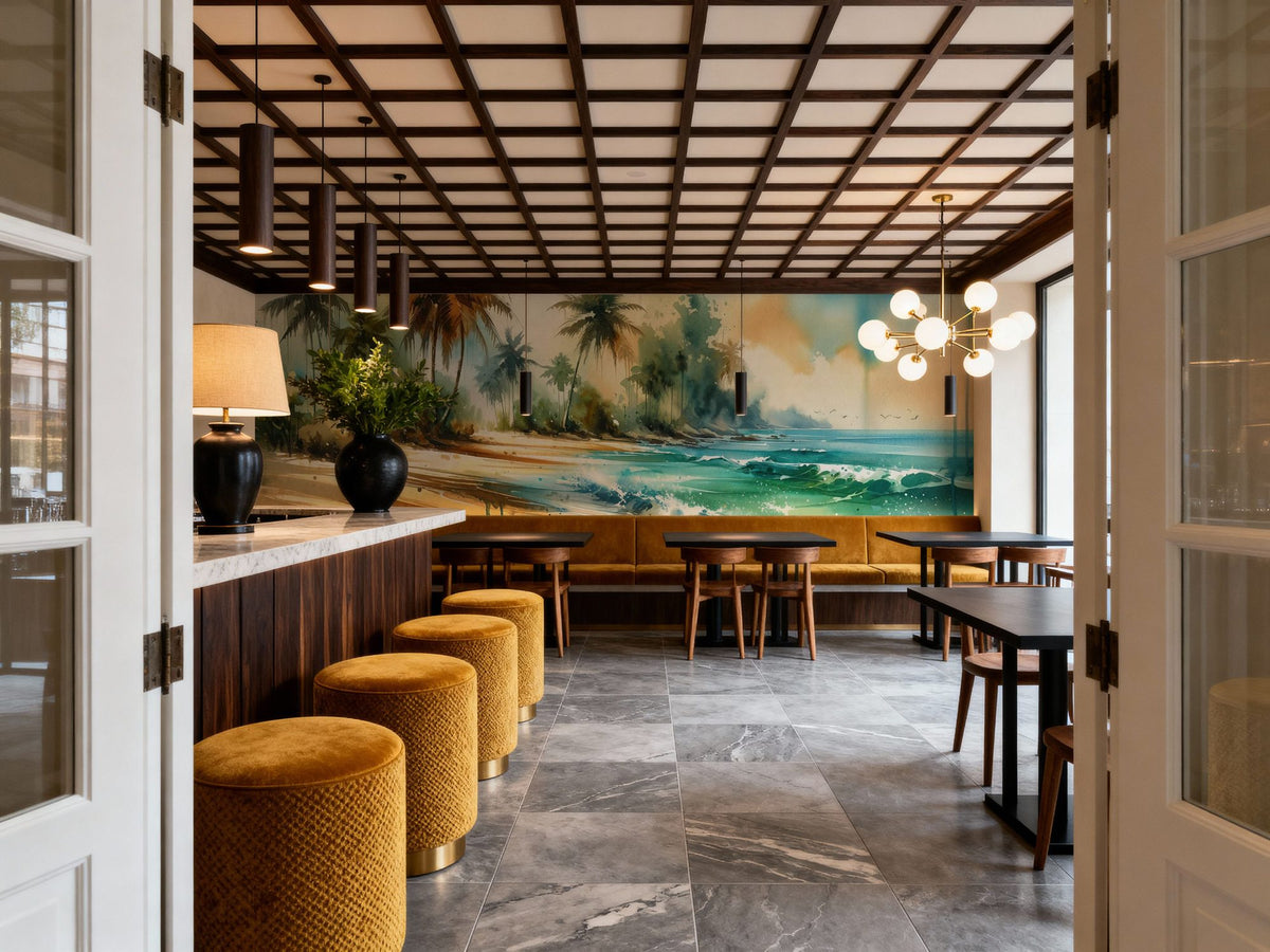 Exotic Tropical Sunny Beach Mural Wallpaper - room preview 02