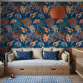 Vibrant Coral Reef, Blue and Orange Mural Wallpaper - room preview 02